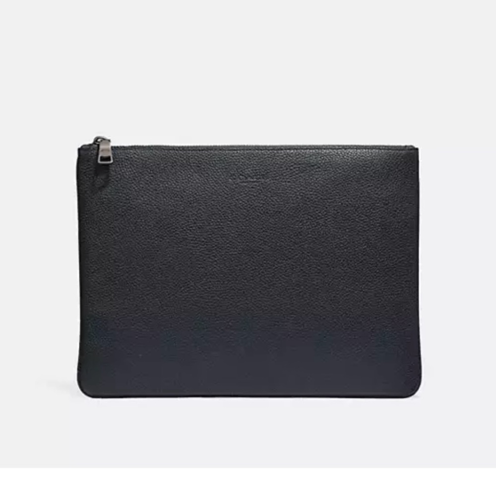 Coach Large Multifunctional Leather Pouch w/ zipper in Black- Unisex